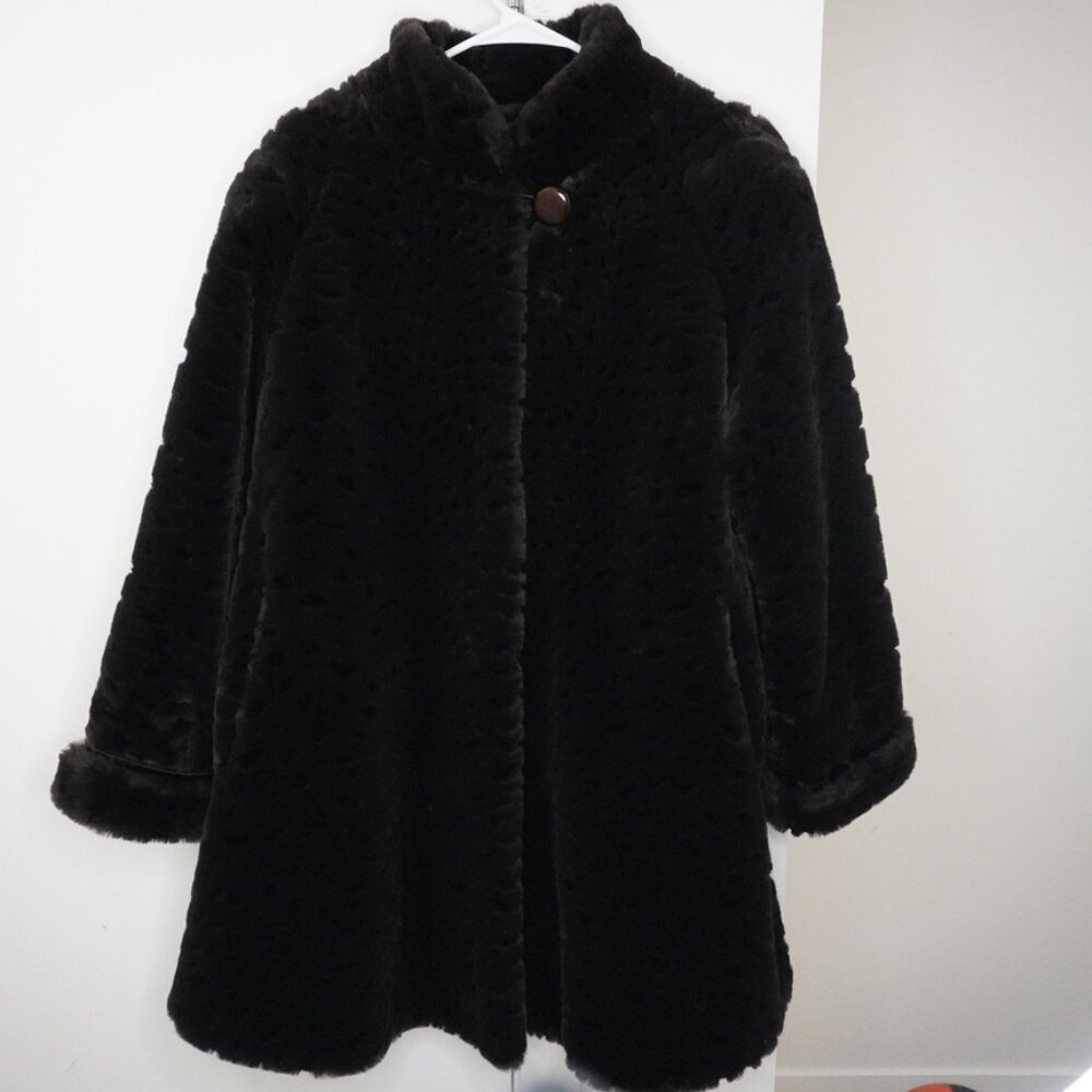 Vintage Black Faux Fur Teddy Coat - Picture 2 of 10